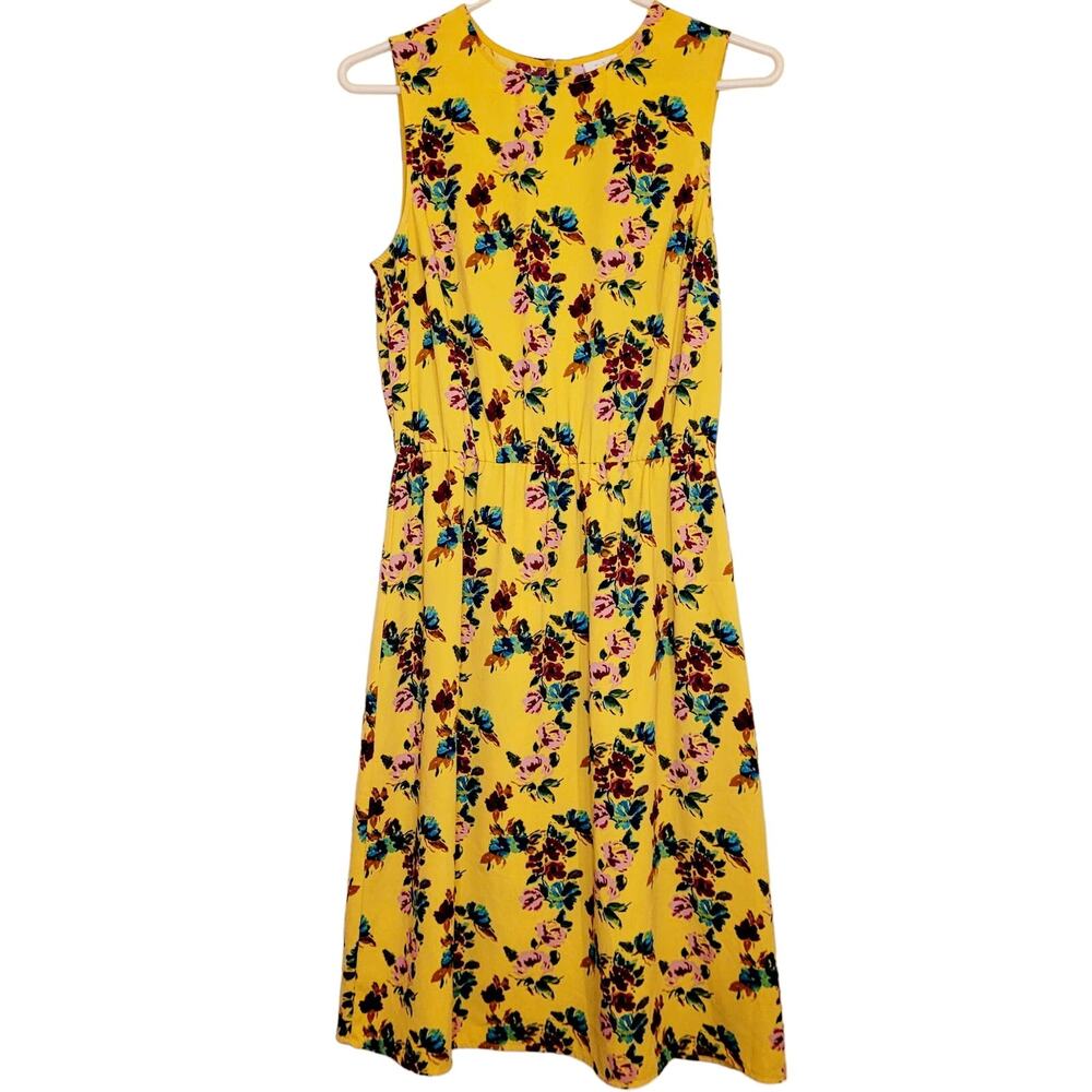 A New Day yellow floral midi dress Size Small Boho Retro Feminine Summer Garden